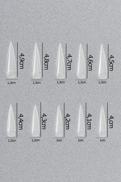 MOZIUR T-20 500'lü Salon Stiletto Yarım Ay Tips - Şeffaf