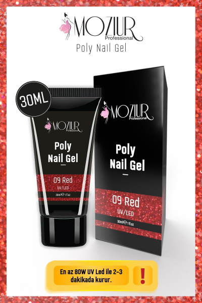 MOZIUR UV/LED Poly Jel 30ml Red