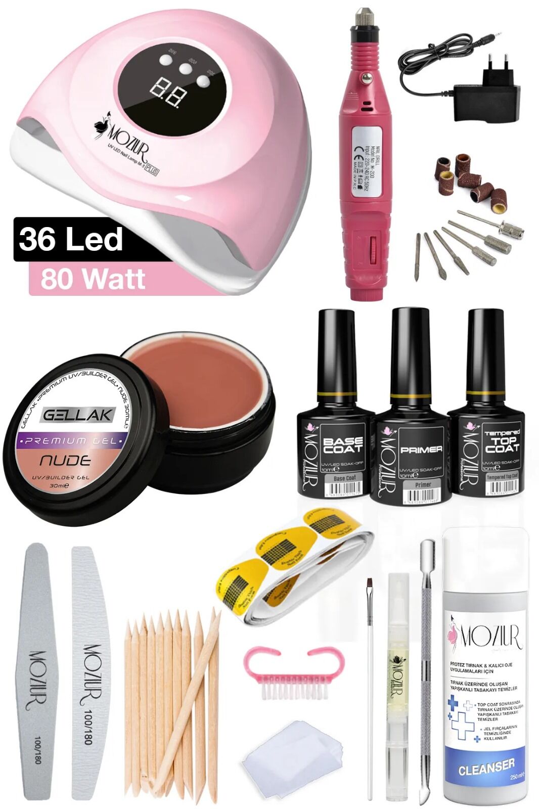 MOZIUR Evde Protez Tırnak Seti (BUİLDER JEL - ŞABLON UYGULAMA)