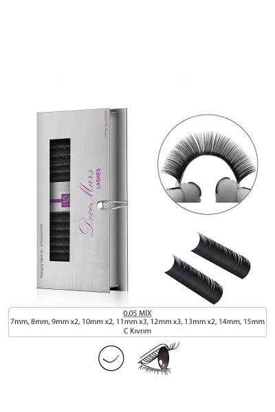 Decemars İpek Kirpik 0,05mm Kalınlık C Kıvrım Mix Uzunluk