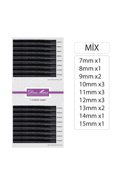 Decemars İpek Kirpik 0,05mm Kalınlık C Kıvrım Mix Uzunluk