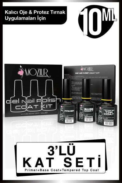 MOZIUR Primer+base Coat+top Coat 10ml 3'lü Kat Seti
