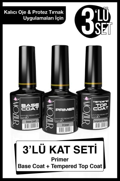 MOZIUR Primer+base Coat+top Coat 10ml 3'lü Kat Seti