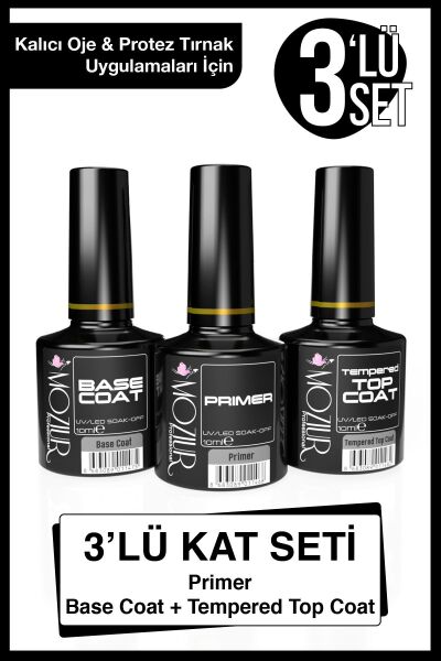 MOZIUR Primer+base Coat+top Coat 10ml 3'lü Kat Seti