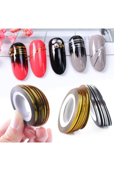 MOZIUR Tırnak Süsleme Şerit Çizgi Altın Şerit