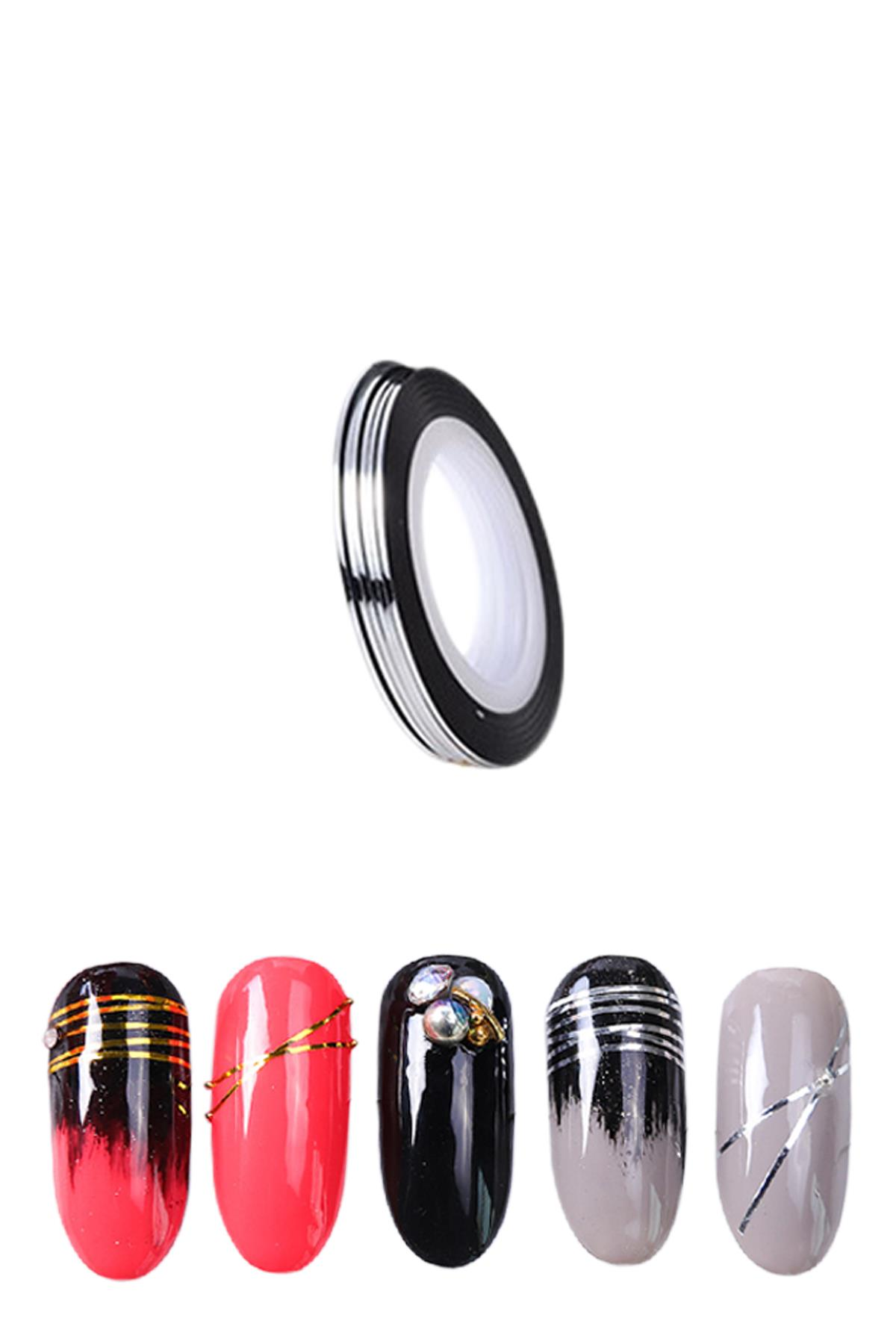 MOZIUR Tırnak Süsleme Şerit Çizgi Gümüş Şerit