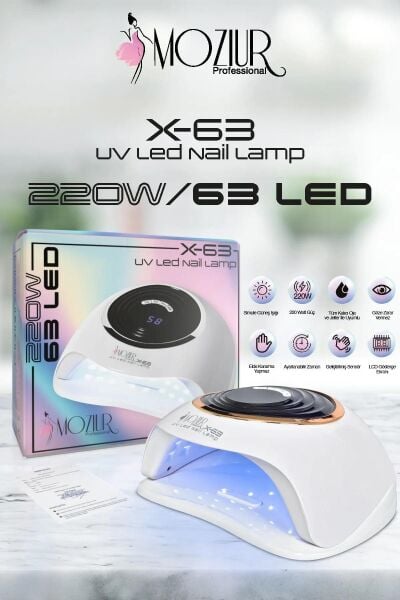 MOZIUR X-63 220W 63 LED Kalıcı Oje ve Protez Tırnak Kurutucu
