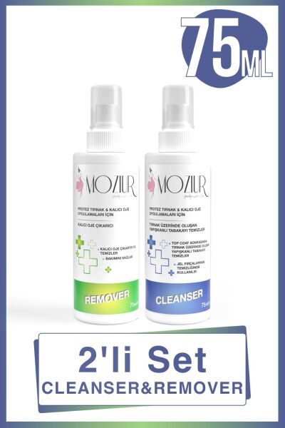 Kalıcı Oje Protez Tırnak Cleanser ve Remover 2'li Set - Sprey Kapak 75 ML