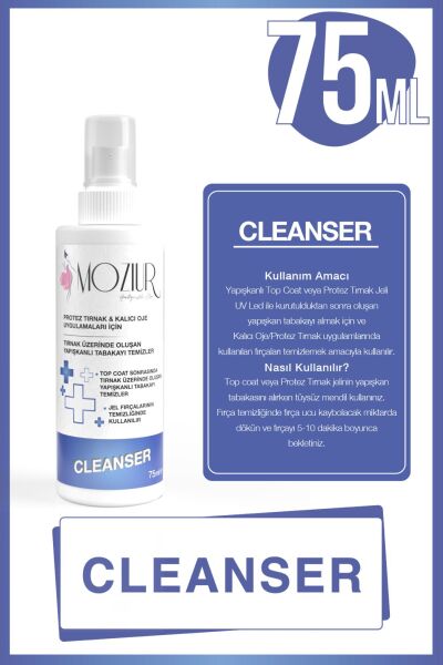 Kalıcı Oje Protez Tırnak Cleanser ve Remover 2'li Set - Sprey Kapak 75 ML 75 ML Cleanser