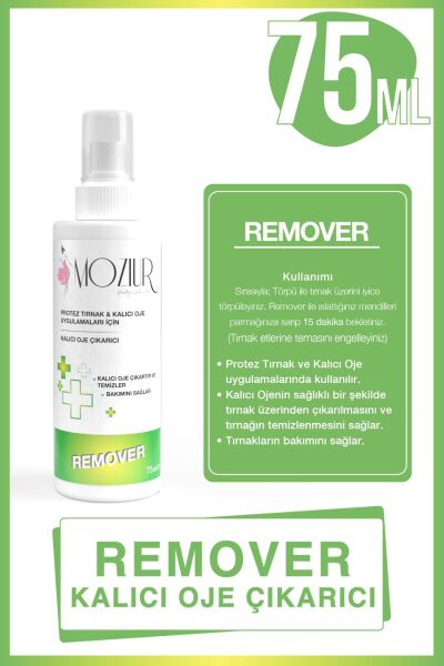 Kalıcı Oje Protez Tırnak Cleanser ve Remover 2'li Set - Sprey Kapak 75 ML 75 ML Remover
