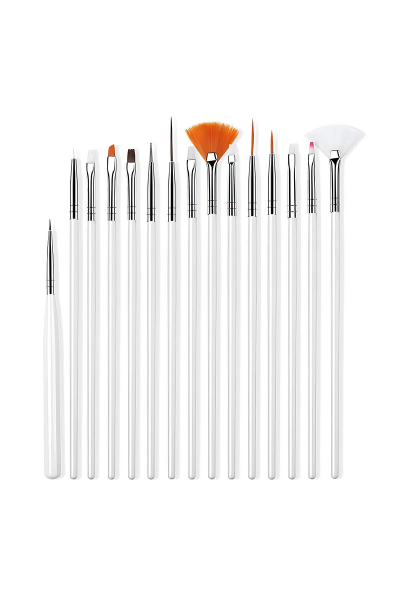 15'li Tırnak Desen Fırça Seti Beyaz