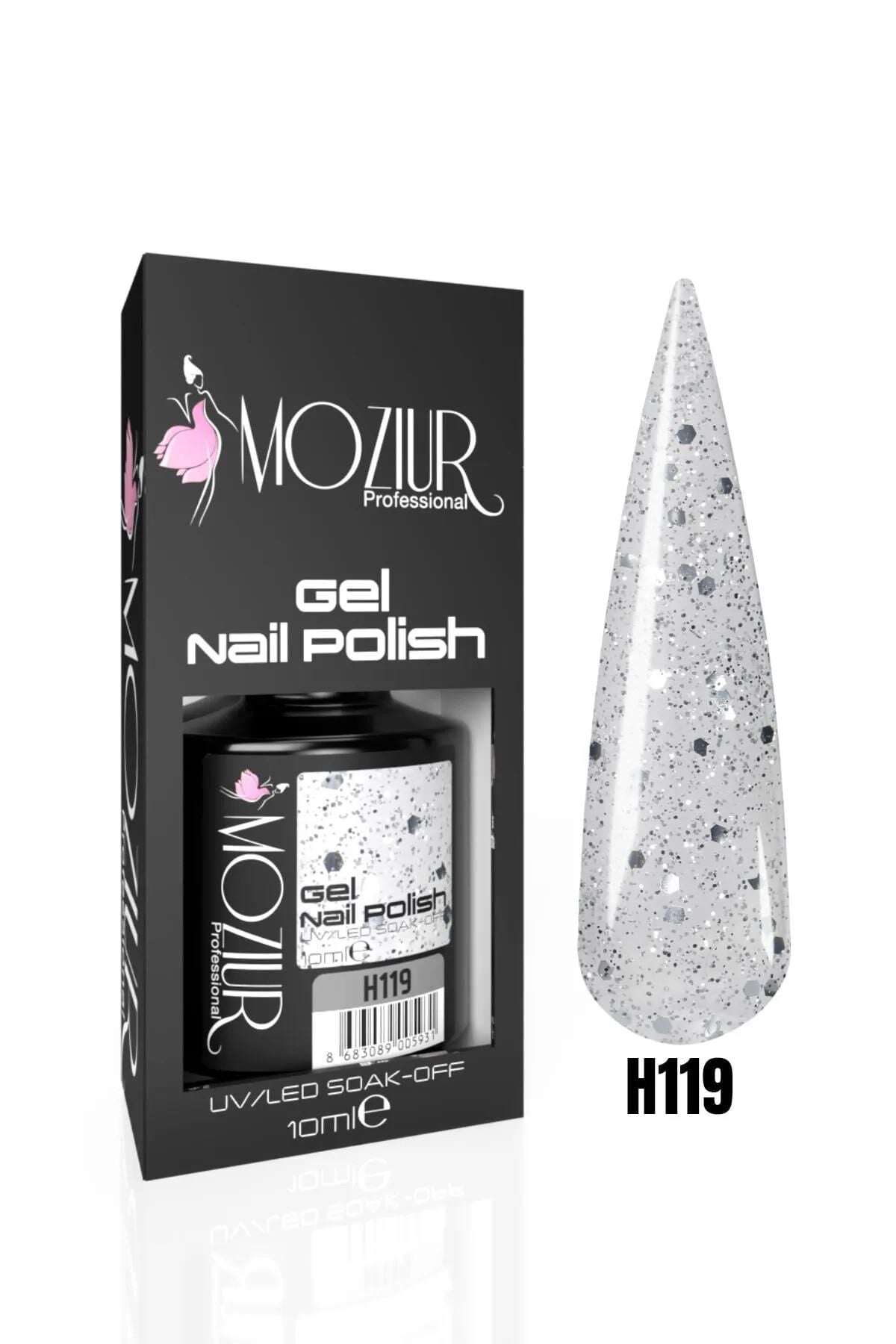 MOZIUR Simli Seri UV Led Kalıcı Oje 10ml H119