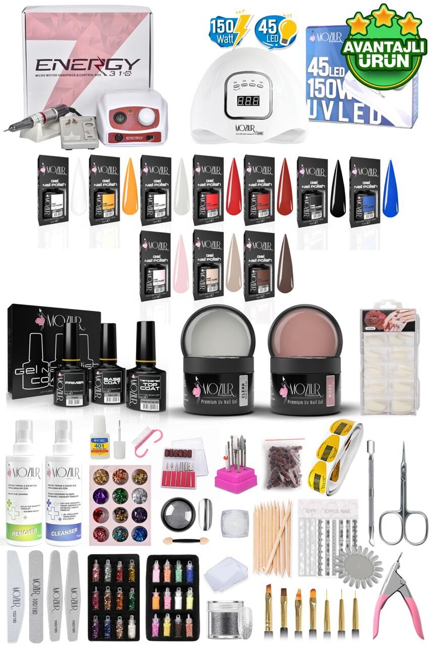 MOZIUR Pro Set (Kalıcı Oje ve Protez Tırnak Builder Jel Seti)