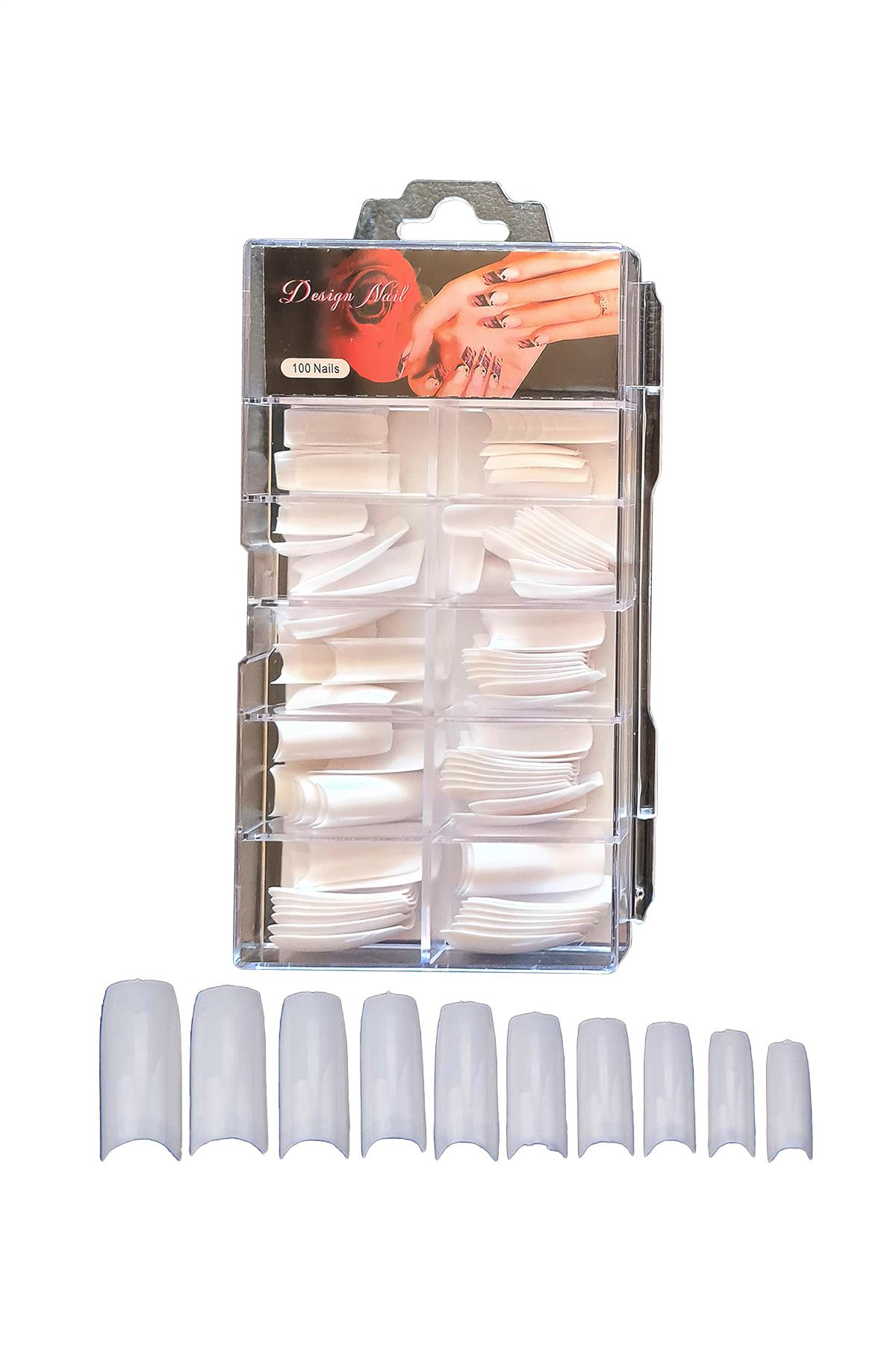 MOZIUR 100'lü Yarım Ay Takma Tırnak Tips Beyaz