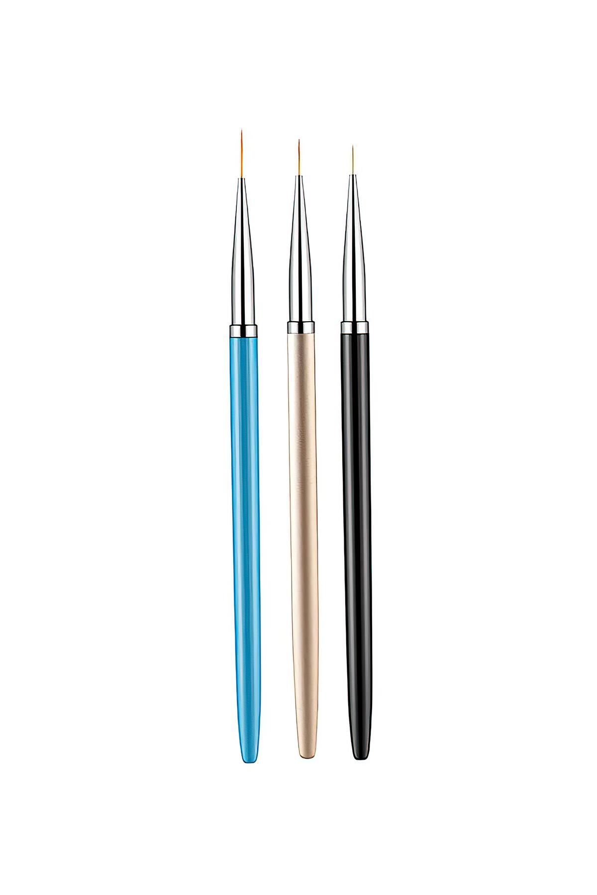 3'lü Nail Art Tırnak Desen Fırça Seti