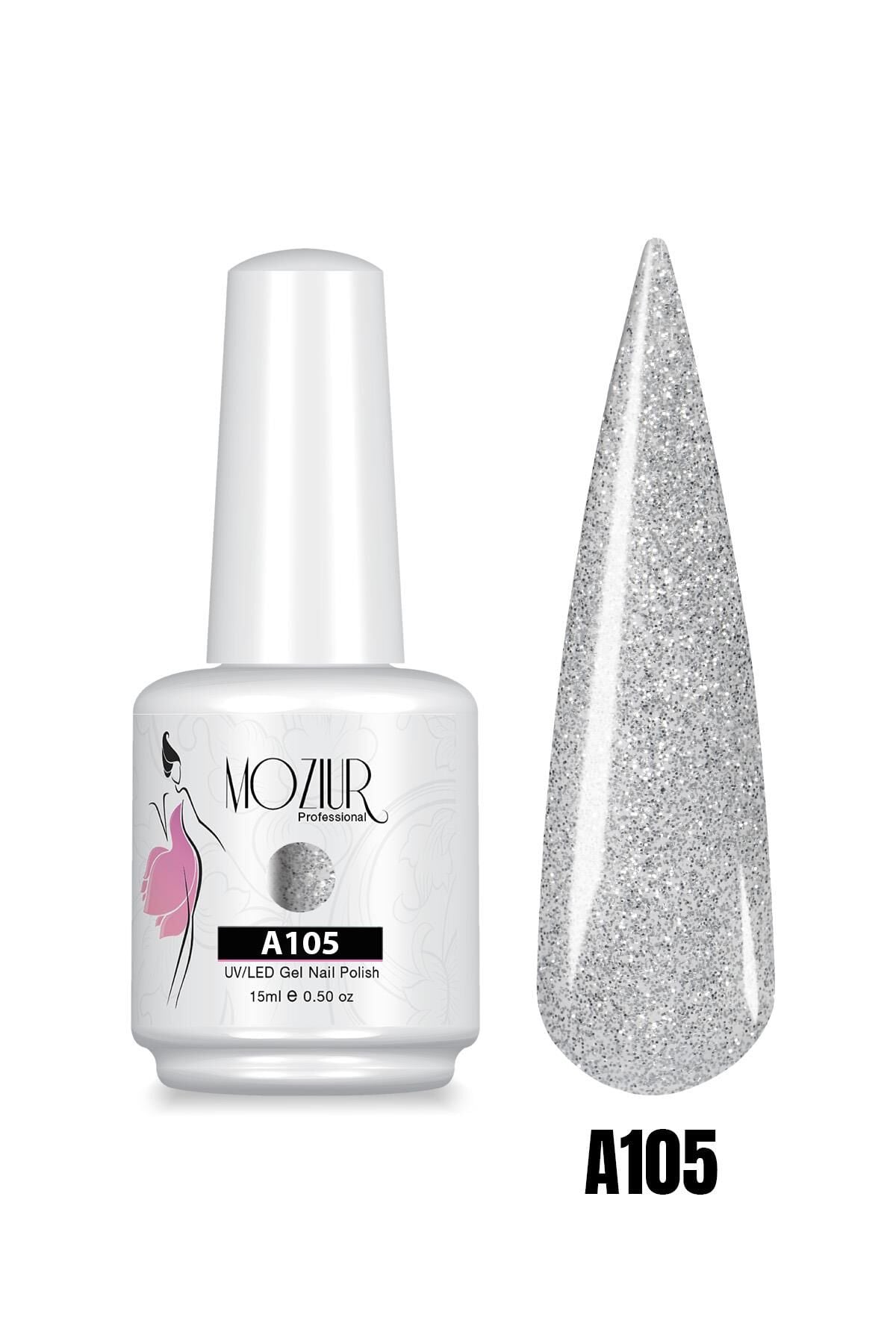 MOZIUR UV Led Kalıcı Oje 15ml Simli Seri A105