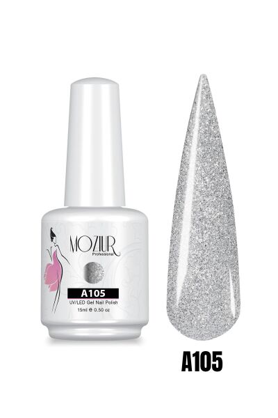 MOZIUR UV Led Kalıcı Oje 15ml Simli Seri A105