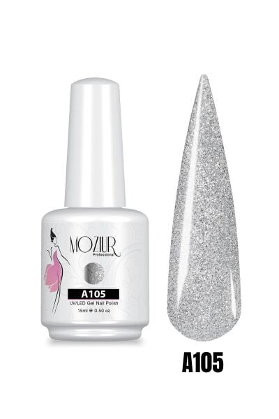 MOZIUR UV Led Kalıcı Oje 15ml Simli Seri A105