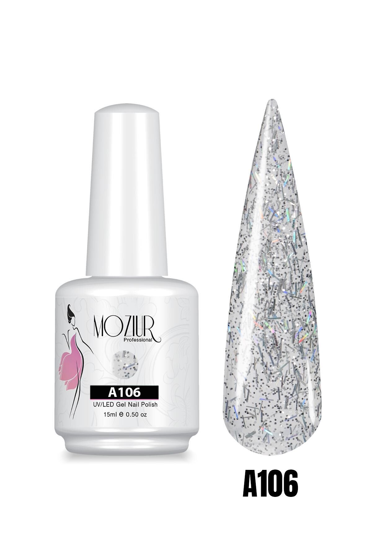 MOZIUR UV Led Kalıcı Oje 15ml Simli Seri A106