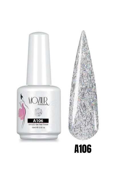 MOZIUR UV Led Kalıcı Oje 15ml Simli Seri A106