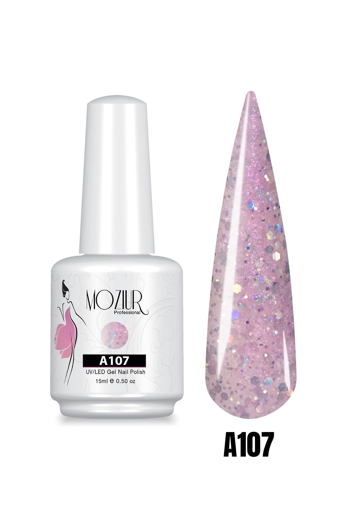 MOZIUR UV Led Kalıcı Oje 15ml Simli Seri A107