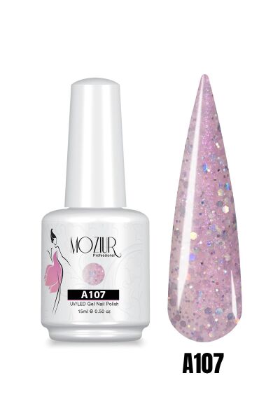 MOZIUR UV Led Kalıcı Oje 15ml Simli Seri A107