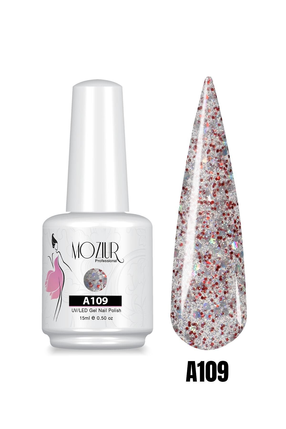 MOZIUR UV Led Kalıcı Oje 15ml Simli Seri A109