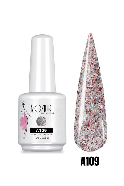 MOZIUR UV Led Kalıcı Oje 15ml Simli Seri A109