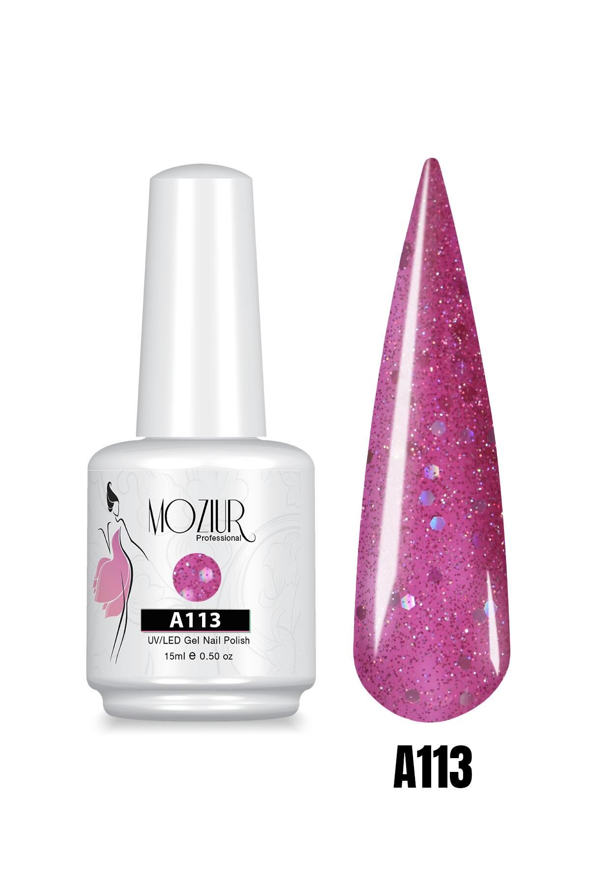 MOZIUR UV Led Kalıcı Oje 15ml Simli Seri A113