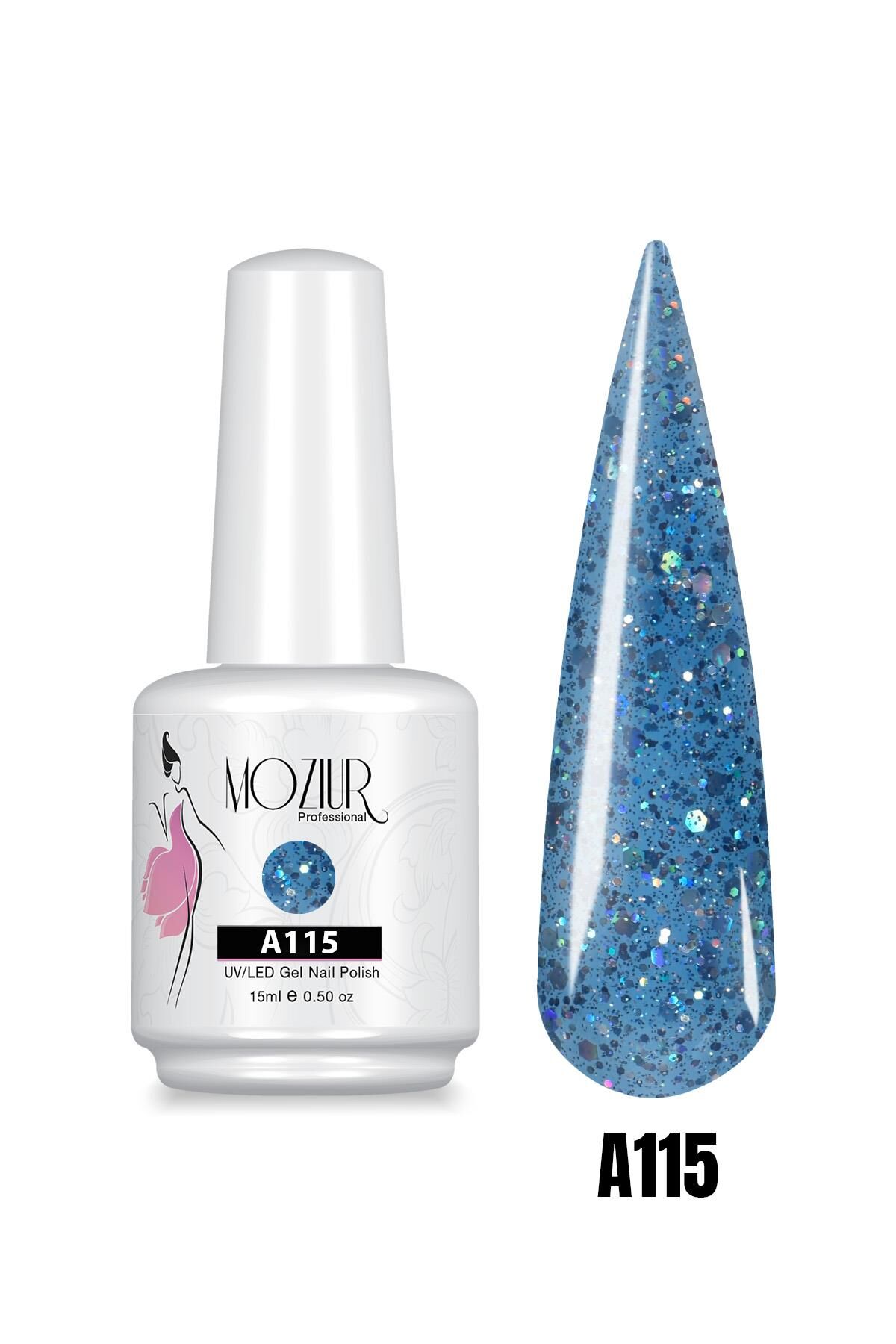 MOZIUR UV Led Kalıcı Oje 15ml Simli Seri A115