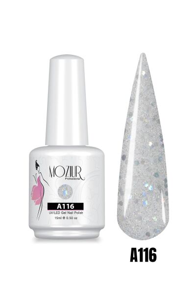 MOZIUR UV Led Kalıcı Oje 15ml Simli Seri A116