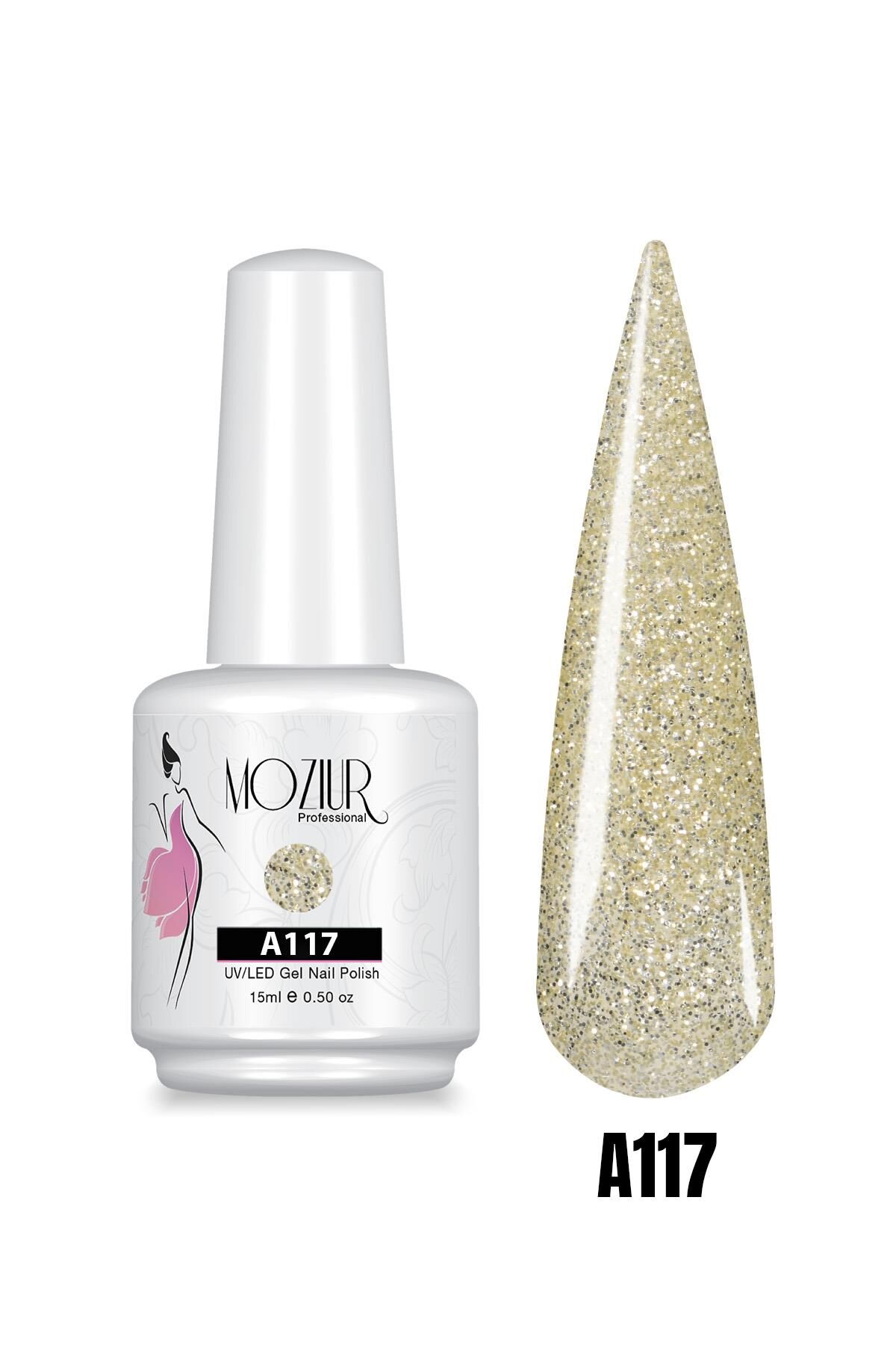 MOZIUR UV Led Kalıcı Oje 15ml Simli Seri A117