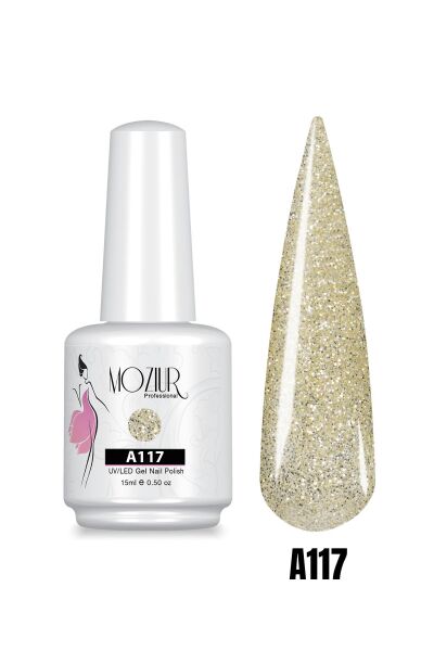 MOZIUR UV Led Kalıcı Oje 15ml Simli Seri A117