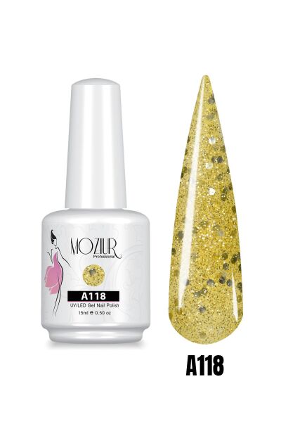 MOZIUR UV Led Kalıcı Oje 15ml Simli Seri A118