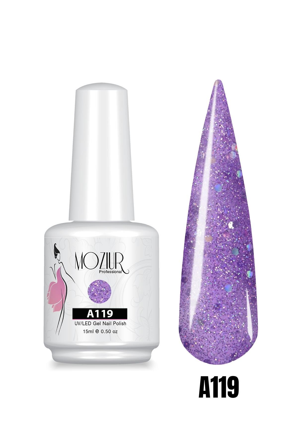 MOZIUR UV Led Kalıcı Oje 15ml Simli Seri A119