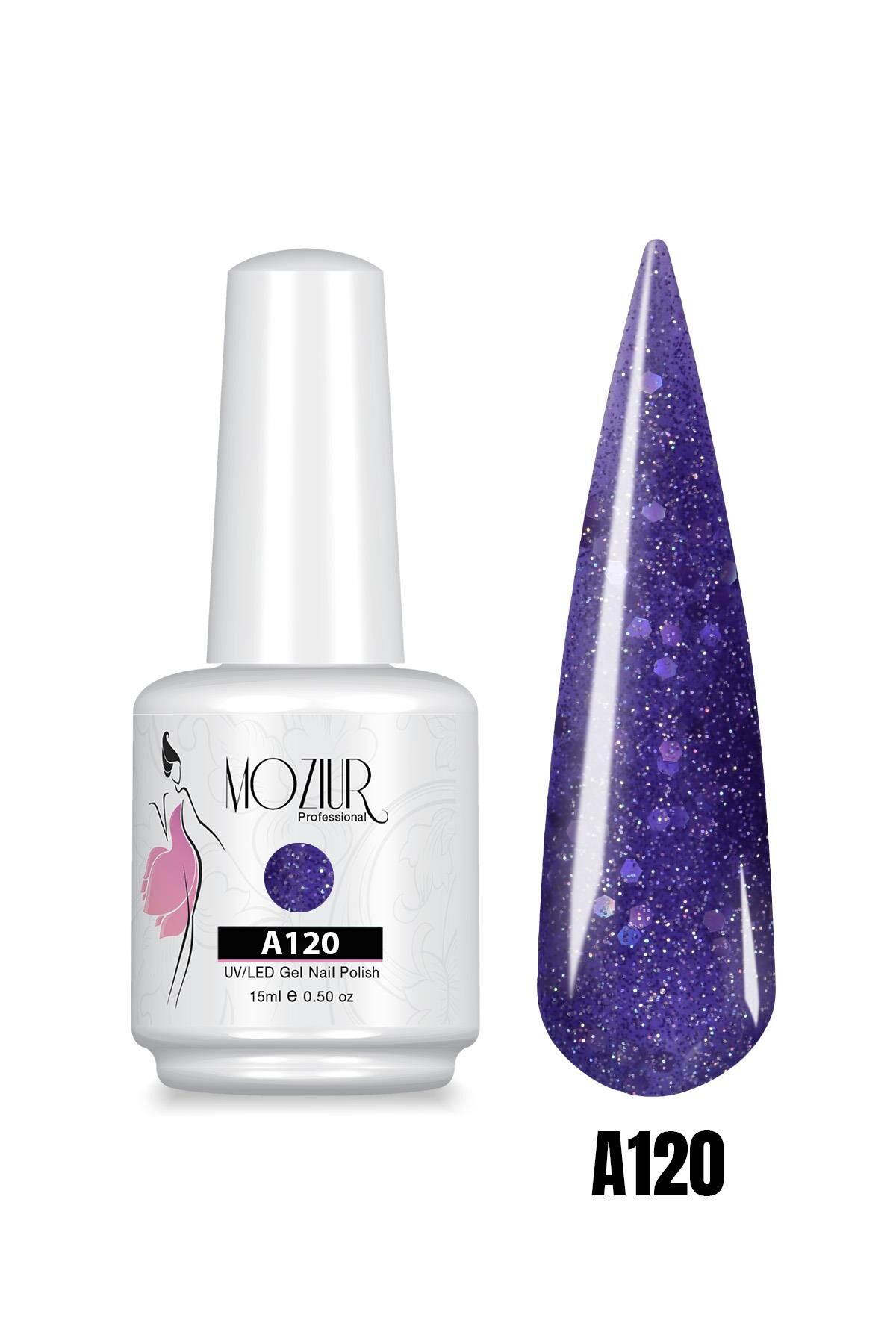 MOZIUR UV Led Kalıcı Oje 15ml Simli Seri A120