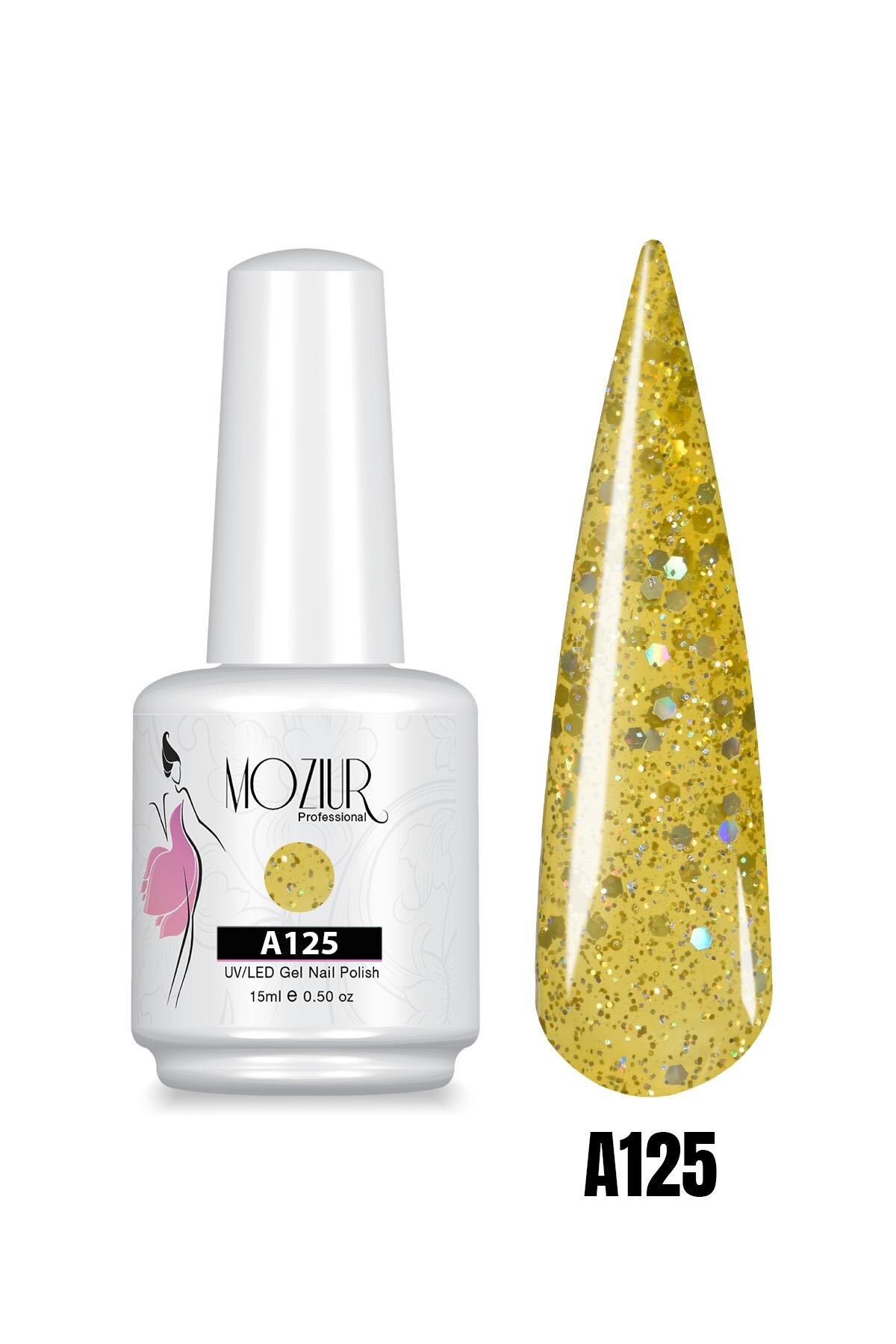 MOZIUR UV Led Kalıcı Oje 15ml Simli Seri A125