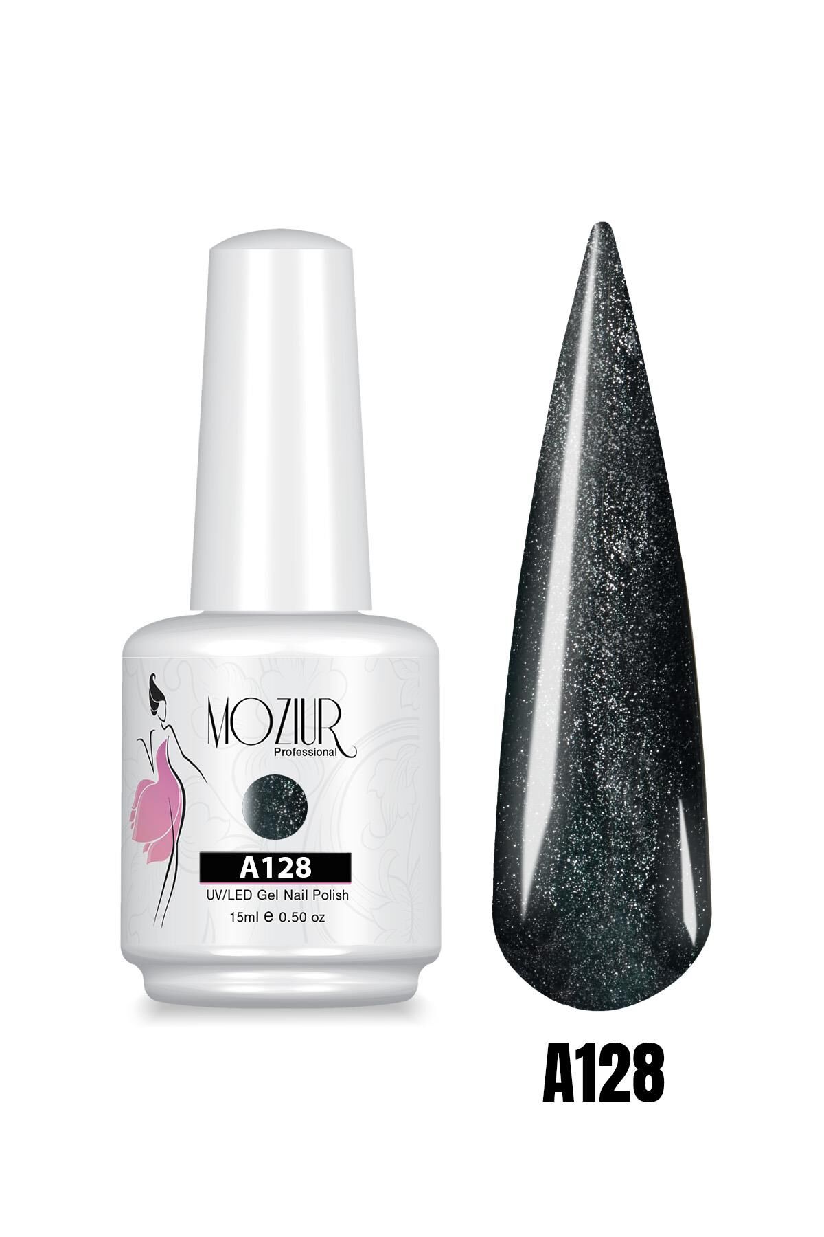 MOZIUR UV Led Kalıcı Oje 15ml Simli Seri A128