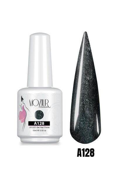 MOZIUR UV Led Kalıcı Oje 15ml Simli Seri A128