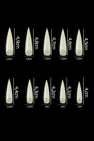 MOZIUR T-19 500'lü Salon Stiletto Yarım Ay Tips - Kemik